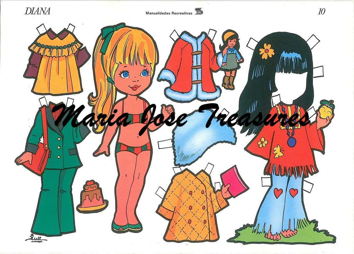 Vintage Spanish Paper Dolls Diana With 60s Outfit Digital Download - Etsy