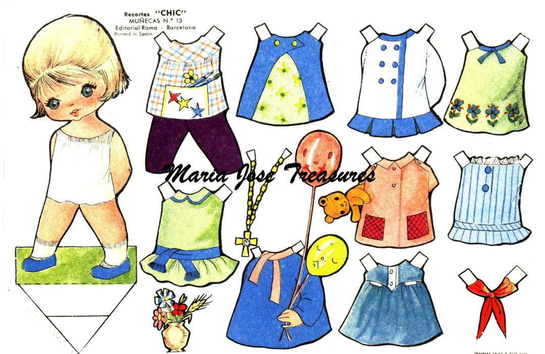 Vintage Spanish Paper Dolls Girl With Balloons Digital - Etsy UK Vintage Spanish Paper Dolls Girl With Balloons Digital - Etsy UK