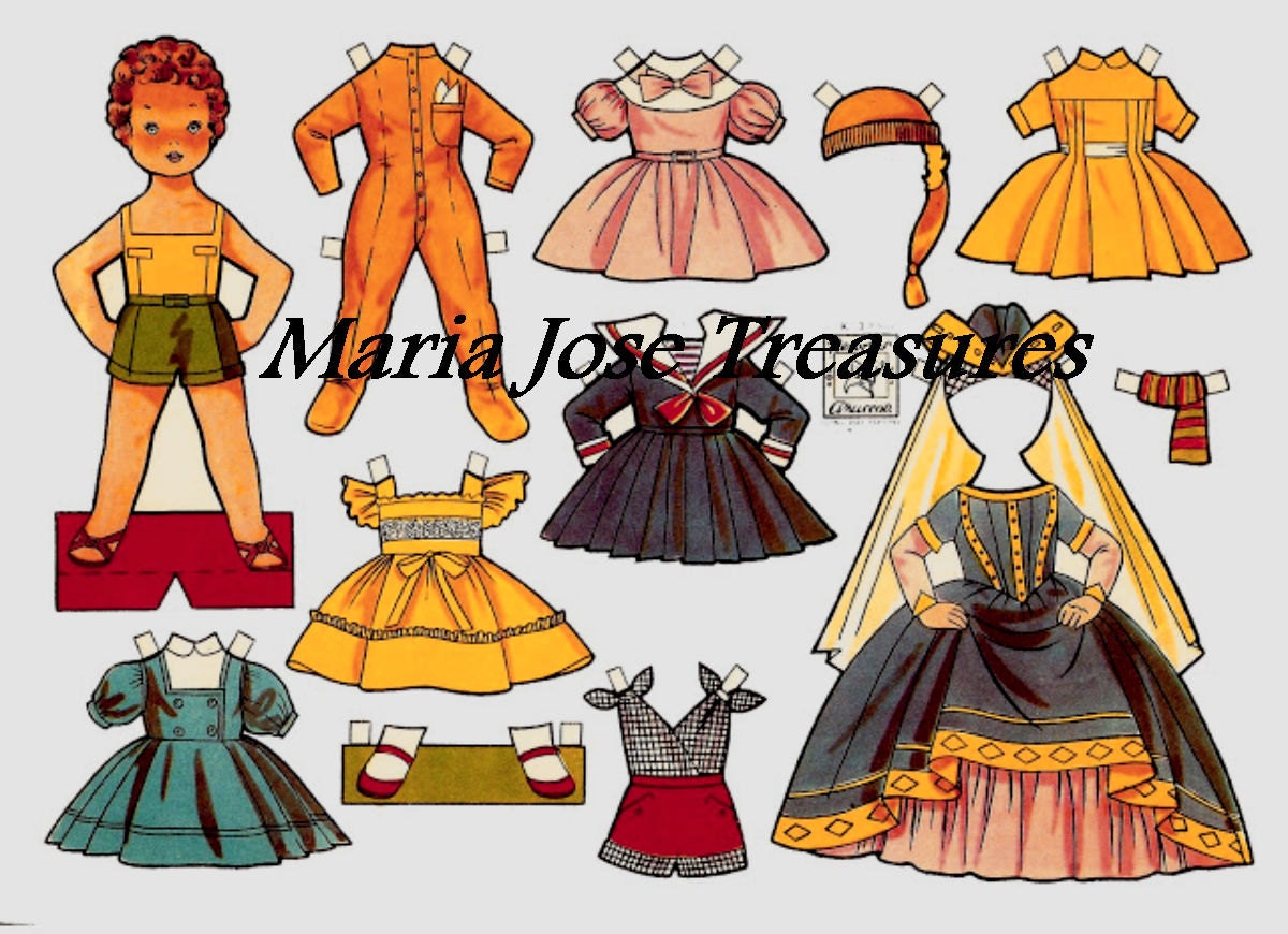 Vintage Spanish Paper Dolls Medieval Dress Digital Download Etsy