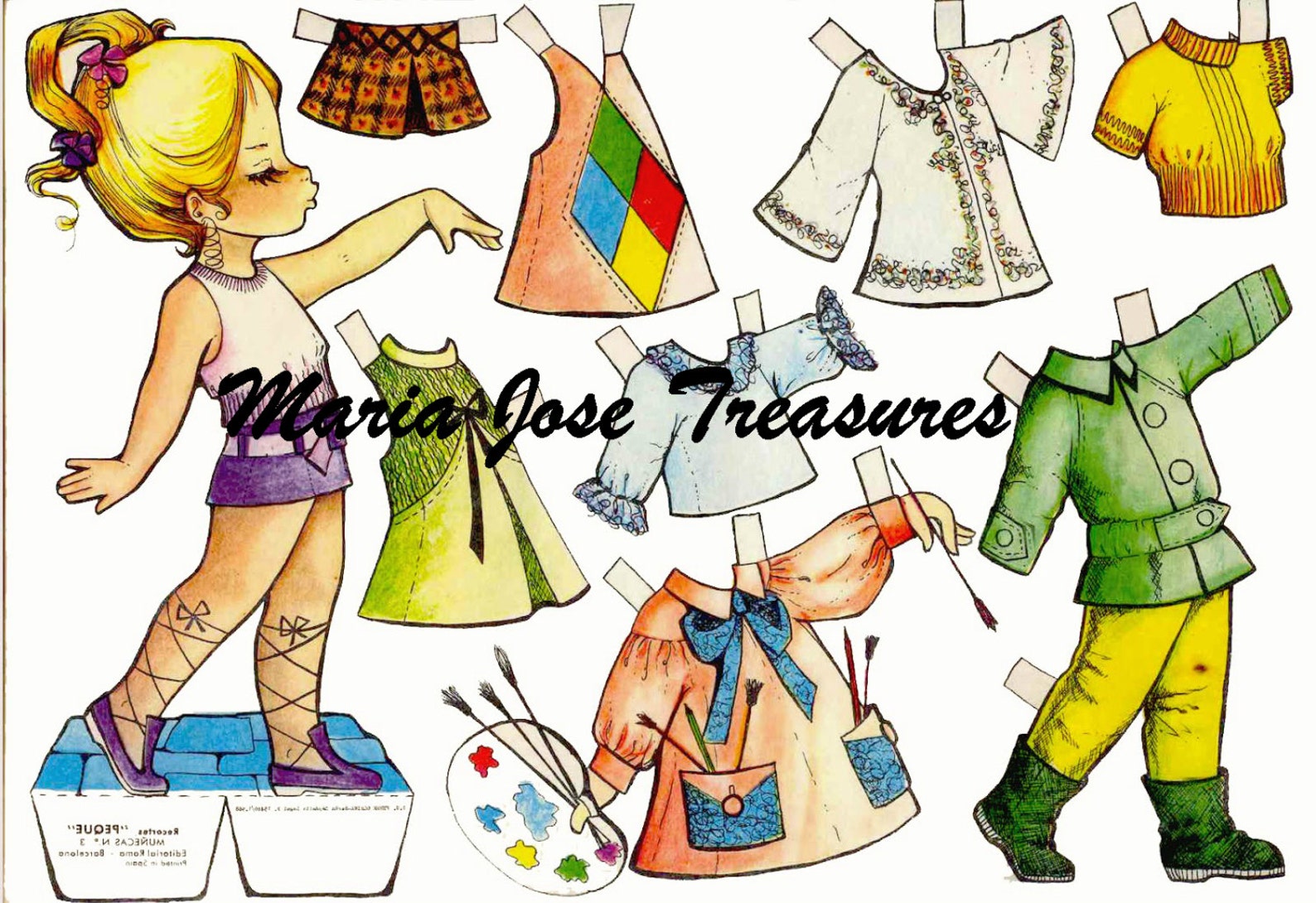 Vintage Spanish Paper Dolls Painting Digital Download Etsy
