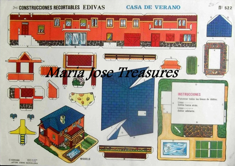 Vintage Spanish Summer House Paper Cut Outs Digital Download Etsy