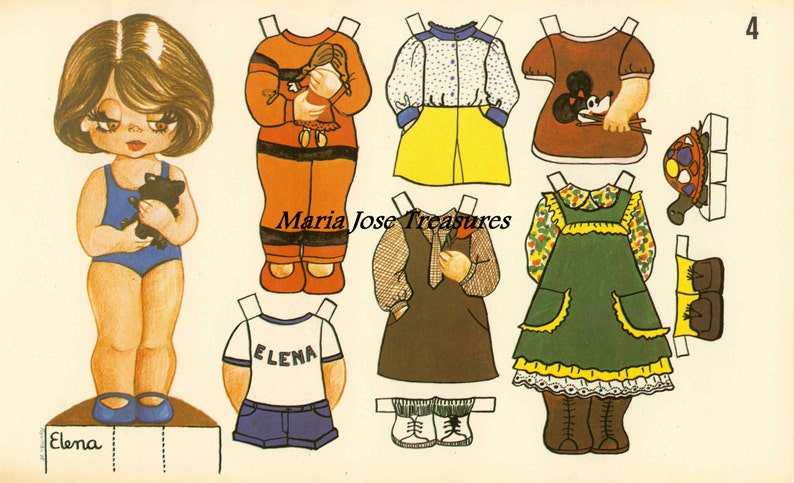 Vintage Spanish Paper Dolls Elena With Teddy Bear Digital Download - Etsy
