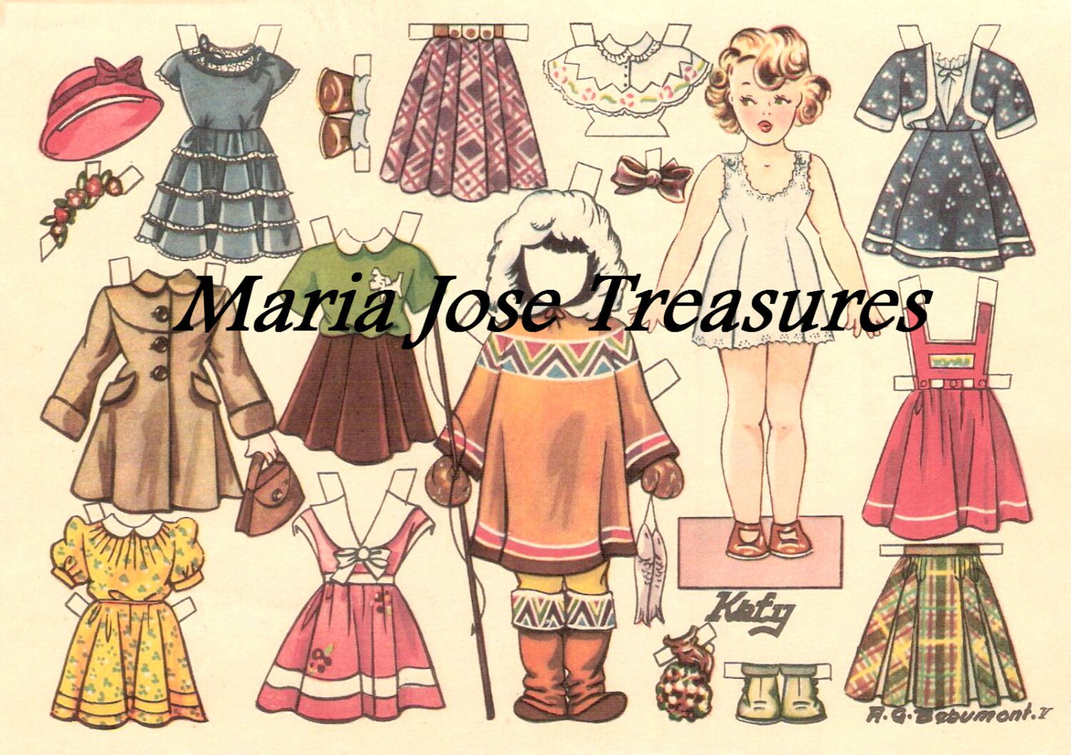 Vintage American Girl Paper Dolls Katy Digital Download Etsy