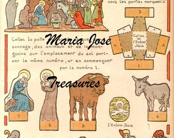 Vintage French Nativity Doll Cut Outs - Digital Download