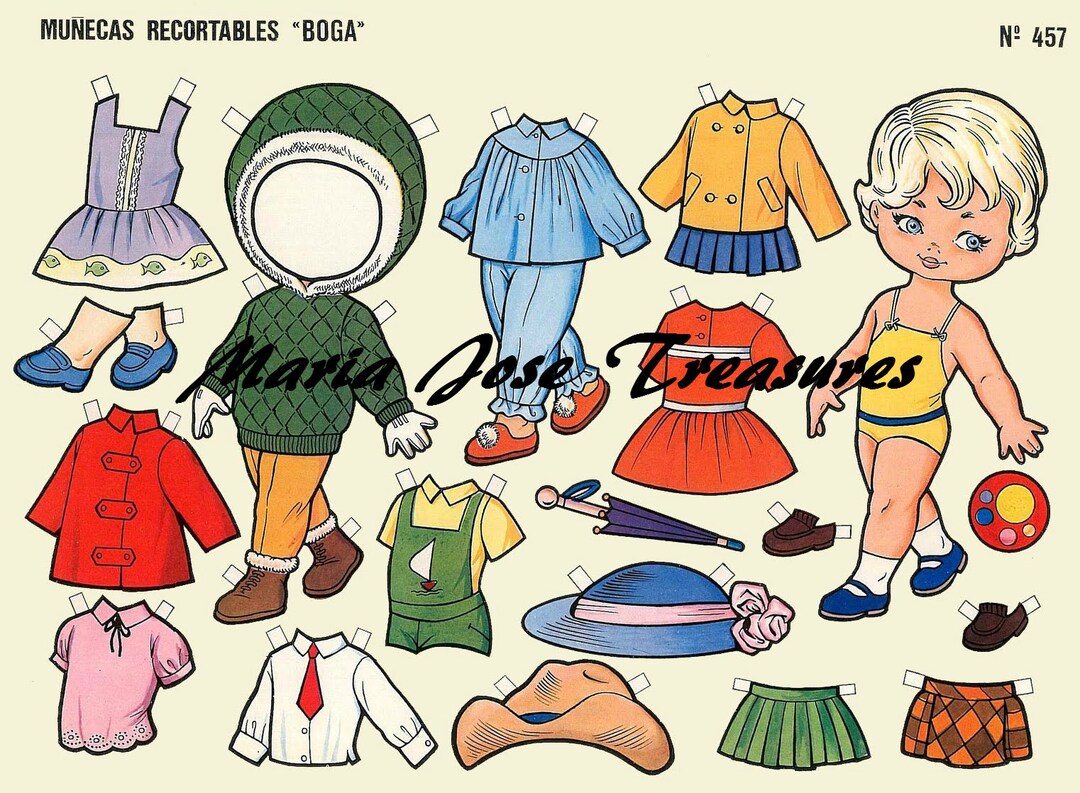 Vintage Spanish Paper Dolls Ready to Ski Digital Download - Etsy