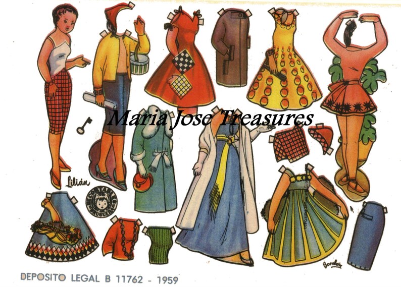Vintage Spanish Paper Dolls Lillian With Evening Gown Etsy