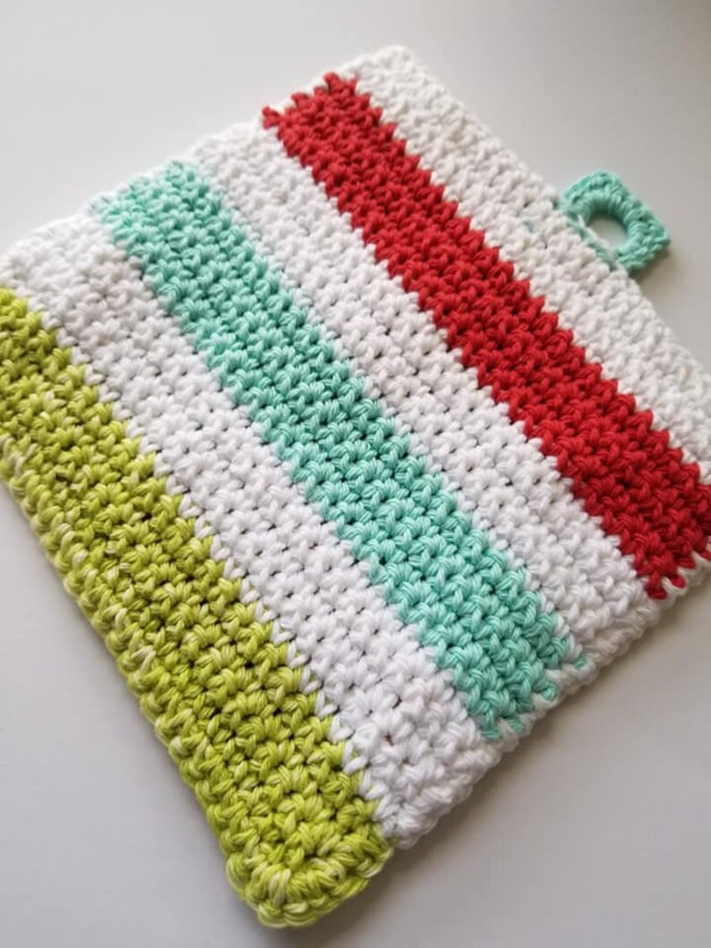 Home Sweet Home Crochet Potholder Ready to Ship Hotpad Vintage Potholder Trivet