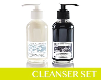 Face Cleanser Set, Morning + Night, Natural Cleanser, Organic Cleanser, Acne Cleanser, Cleanser for Acne, Mens Cleanser, Facial Cleanser
