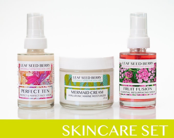 Skin Perfecting Skincare Set, Vegan Skincare, Face Serum, Organic Face Cream, Natural Moisturizer, Organic Skincare Set, Spa Gift Set,