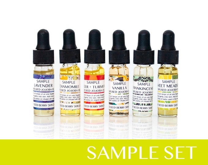 Infused Oil Sample Set, Organic Skincare, All Natural Skincare Set, Organic Face Moisturizer, Facial Serum, Vegan Skincare