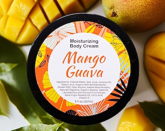 Mango Guava Whipped Body Cream: Natural Skincare, Fruity Lotion (8oz)
