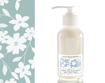 Crema limpiadora de tres tés, limpiador facial natural, limpiador facial orgánico, cuidado natural de la piel, productos para el cuidado de la piel, cuidado personal, cuidado orgánico de la piel