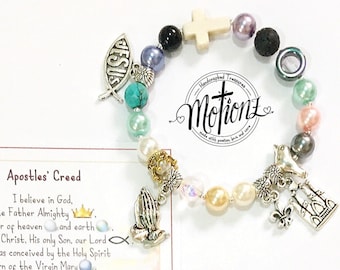 Apostles' Creed Story Bracelet, Christian Catholic Gift,Religious Jewelry, Confirmation Gift, Christmas Present