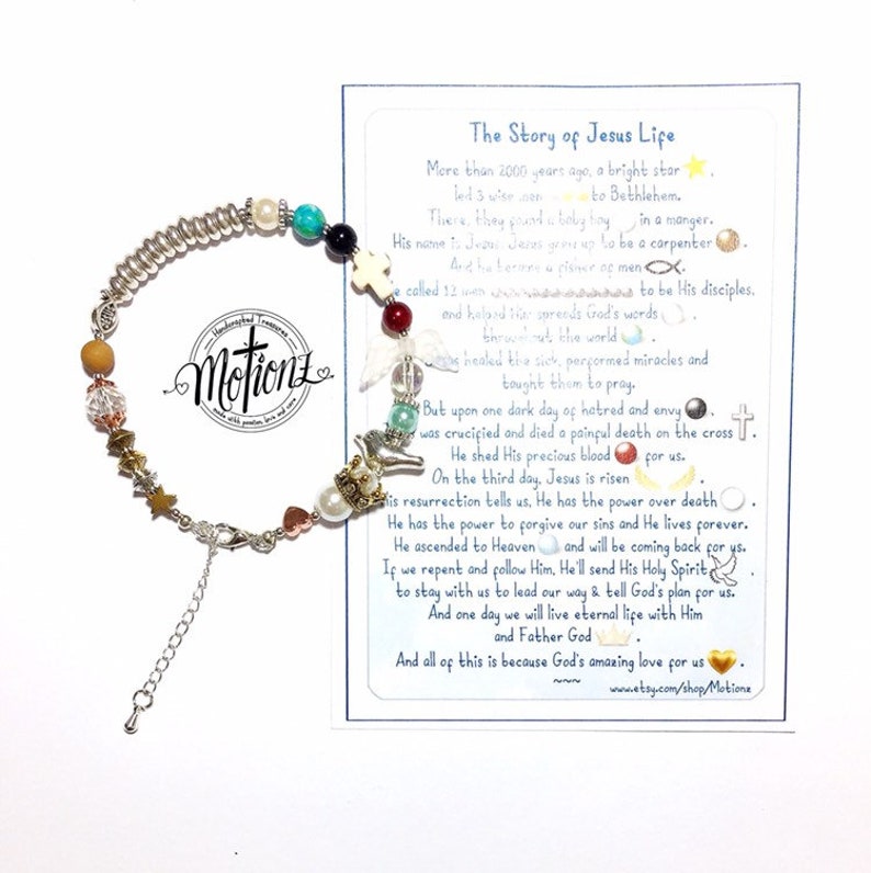 The Story of Jesus Life Story Bracelet, Christian Gift,Religious Jewelry, Christening, Christmas Present image 4