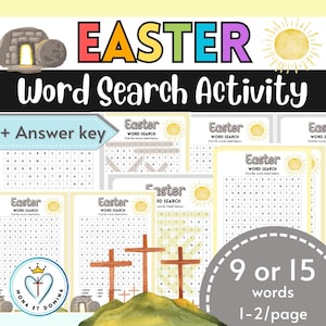 Easter Word Search Puzzles Catholic Christian Worksheet Lent Holy Week Early Finishers Printable Activity No Prep Digital Download