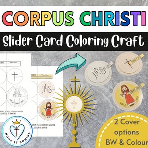 Download digitale Corpus Christi Corpo di Cristo Slider Scheda interattiva da colorare Artigianato cattolico Stampabile Scuola domenicale Liturgia per bambini