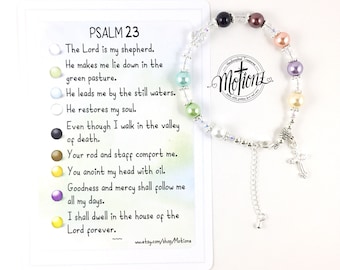 Psalm 23 Pearl Bracelet, Christian Jewelry, Scripture ,Bible Verse, Story Bracelet, Good Shepherd