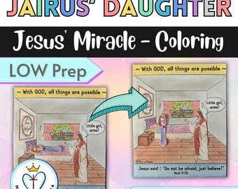 Digital Download Jesus Miracle Jairus Daughter Intractive Colouring Pages Catholic Printable Sunday School Children’s Liturgy Bible Lesson