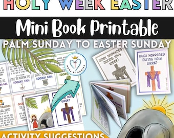 Easter Story Holy Week Mini Book Catholic Activity Palm Sunday to Easter Activity Sunday School Printable Booklet Digital Download