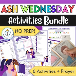 Ash Wednesday Lenten Promise Catholic Lent Activity Matching Game Crossword Word Search Puzzle No Prep Printable Worksheets Digital Download