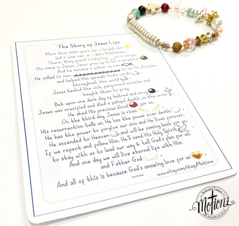 The Story of Jesus Life Story Bracelet, Christian Gift,Religious Jewelry, Christening, Christmas Present image 9