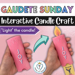 Domingo de Gaudete Tercer Domingo de Adviento Vela de la Alegría Manualidad interactiva Viaje a la Navidad Actividad de Adviento Página para colorear Descarga digital