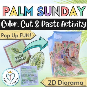 Dimanche des Rameaux artisanat Jésus sur un âne à Jérusalem leçon biblique coloriage activité école du dimanche semaine sainte voyage vers Pâques téléchargement numérique