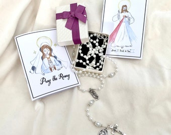 Wedding Gift, Catholic Wedding Pearl Rosary, Couple Rosary, Prayer Beads, Personalised