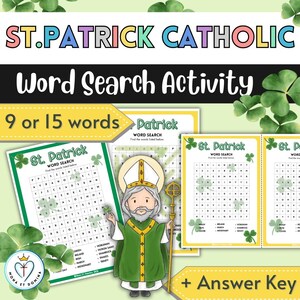 St. Patrick’s Day Word Search Catholic Saint  Activity No Prep Printable Digital Download