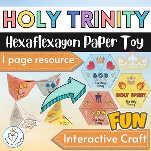 Holy Trinity Craft Hexaflexagon Fidget Paper Toy Interactive Coloring Catholic Printable Sunday School Children’s Liturgy Digital Download