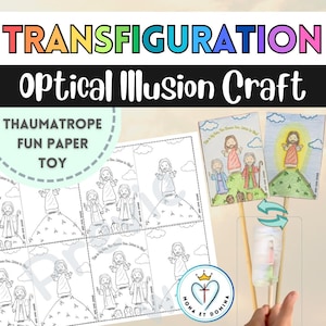 Transfiguration Of Jesus Mark 9 Bibellektion Handwerk Optische Täuschung Thaumatrop Malseite Papier Spielzeug Digitaler Download Sonntagsschule