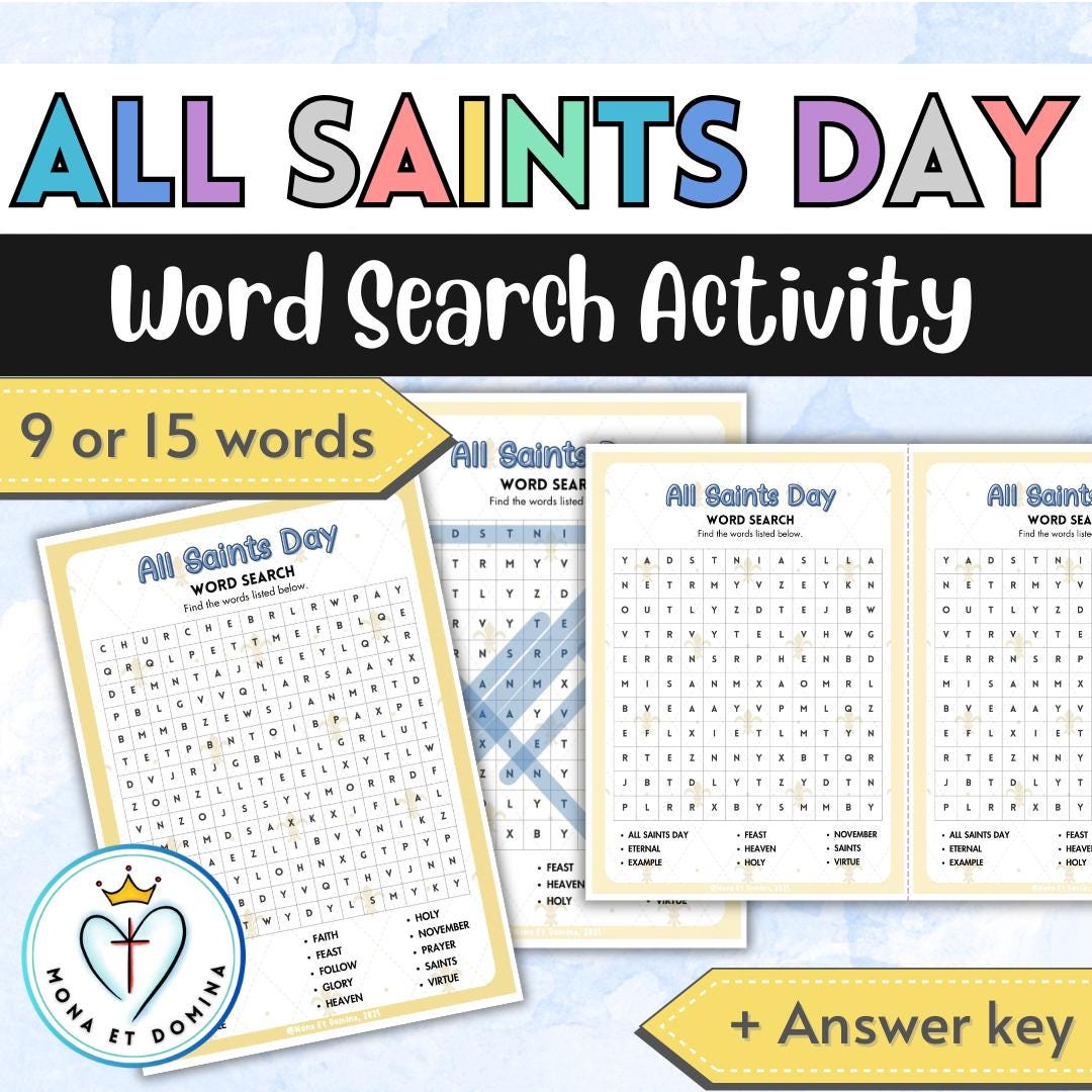 all saints day word search no prep printable activity catholic