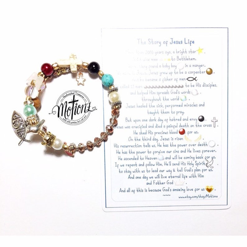The Story of Jesus Life Story Bracelet, Christian Gift,Religious Jewelry, Christening, Christmas Present image 5