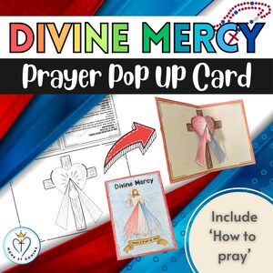 Download digital Oração do Domingo da Divina Misericórdia Cartão Pop-up Páginas interativas para colorir para impressão Atividade de artesanato católico Devocional