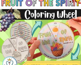 Fruit Of The Spirit Galatians 5:22-23 Bible Lesson Interactive Activity Coloring Wheel Sunday School Children’s Liturgy Digital Download