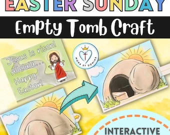 Easter Sunday Empty Tomb Craft Jesus Resurrection  Coloring Catholic Sunday School Bible Lesson Digital Download