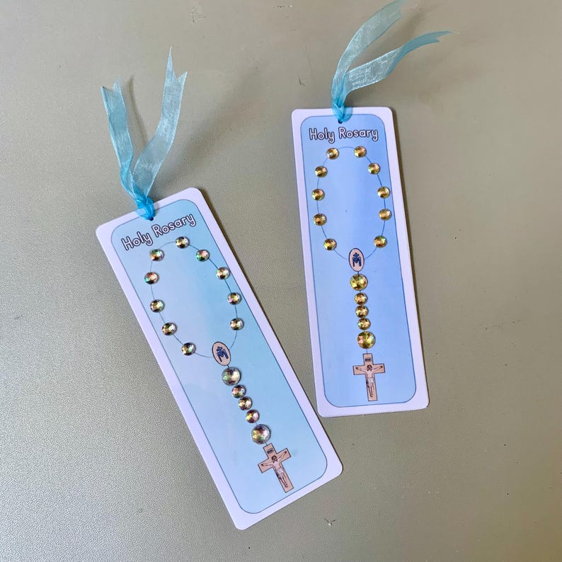 Holy Rosary Mysteries Catholic Prayer Card Bookmark Craft Coloring ...