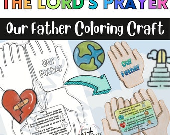 Digital Download Our Father The Lord’s Prayer Interactive Colouring Page Bookmark Craft Catholic Christian Sunday School Bible Lesson Prayer