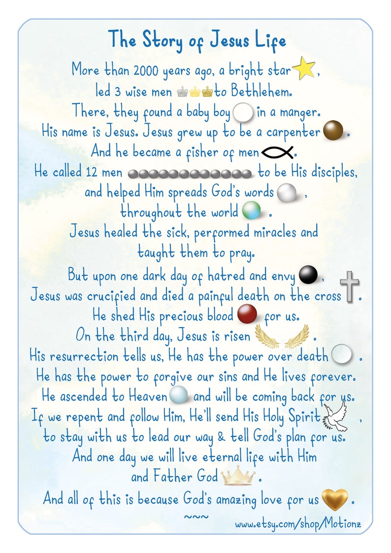 The Story of Jesus Life Story Bracelet, Christian Gift,Religious Jewelry, Christening, Christmas Present image 6