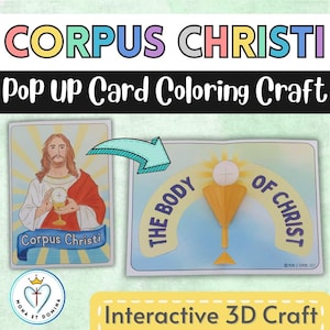 Fronleichnam Leib Christi Kelch Handwerk Heilige Eucharistie katholische druckbare Pop Up Karte Sonntagsschule Kinder Liturgie digitaler Download