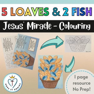 Digital Download Jesus Miracle Feeding The 5000 5 Loaves 2 Fish Interactive Folding Surprise Colouring Pages Sunday School Bible Lesson