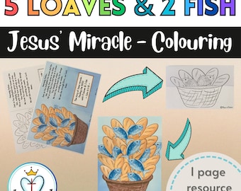 Digital Download Jesus Miracle Feeding The 5000 5 Loaves 2 Fish Interactive Folding Surprise Colouring Pages Sunday School Bible Lesson