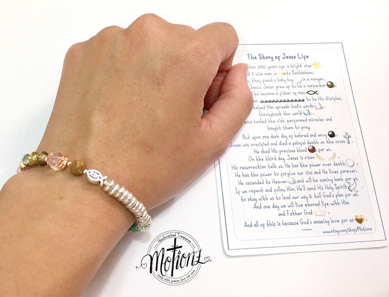 The Story of Jesus Life Story Bracelet, Christian Gift,Religious Jewelry, Christening, Christmas Present image 7