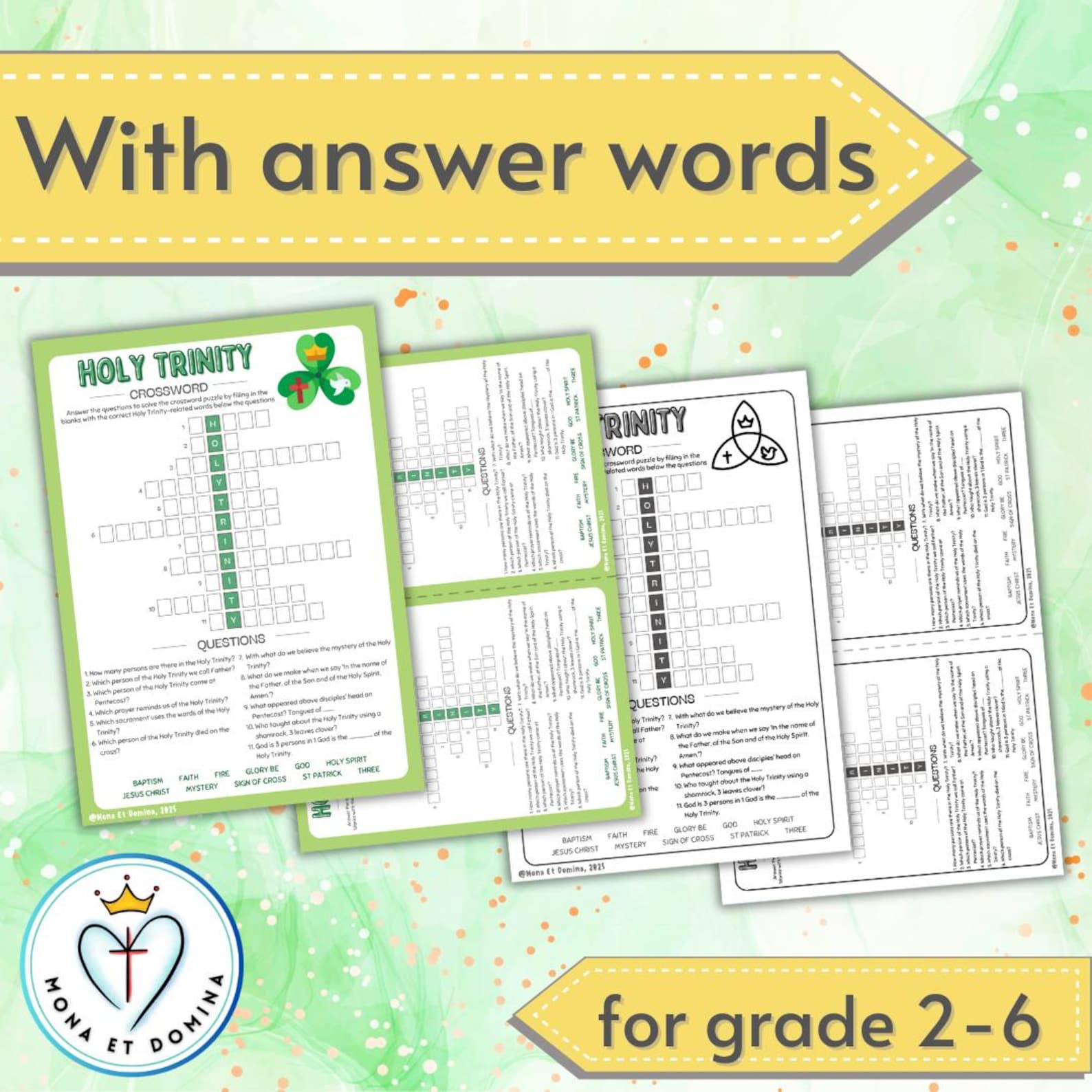 Trinity Worksheet.pdf Holy Trinity Sunday Worksheet Crossword Puzzle No Prep Catholic ...