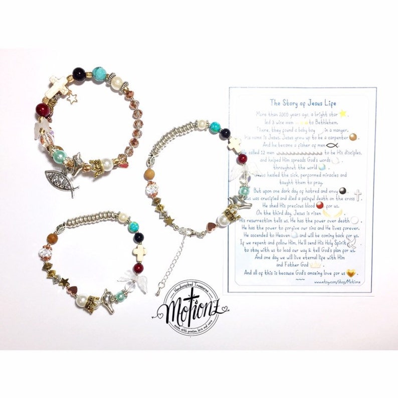 The Story of Jesus Life Story Bracelet, Christian Gift,Religious Jewelry, Christening, Christmas Present image 10
