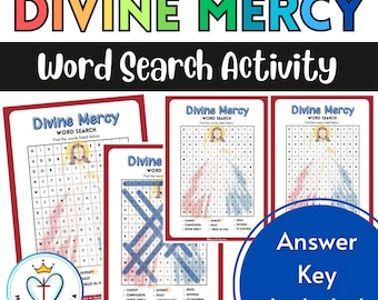 Descarga digital: Sopa de letras del Domingo de la Divina Misericordia, actividad imprimible sin preparación, juego católico, juegos imprimibles, devocional de Santa Faustina.