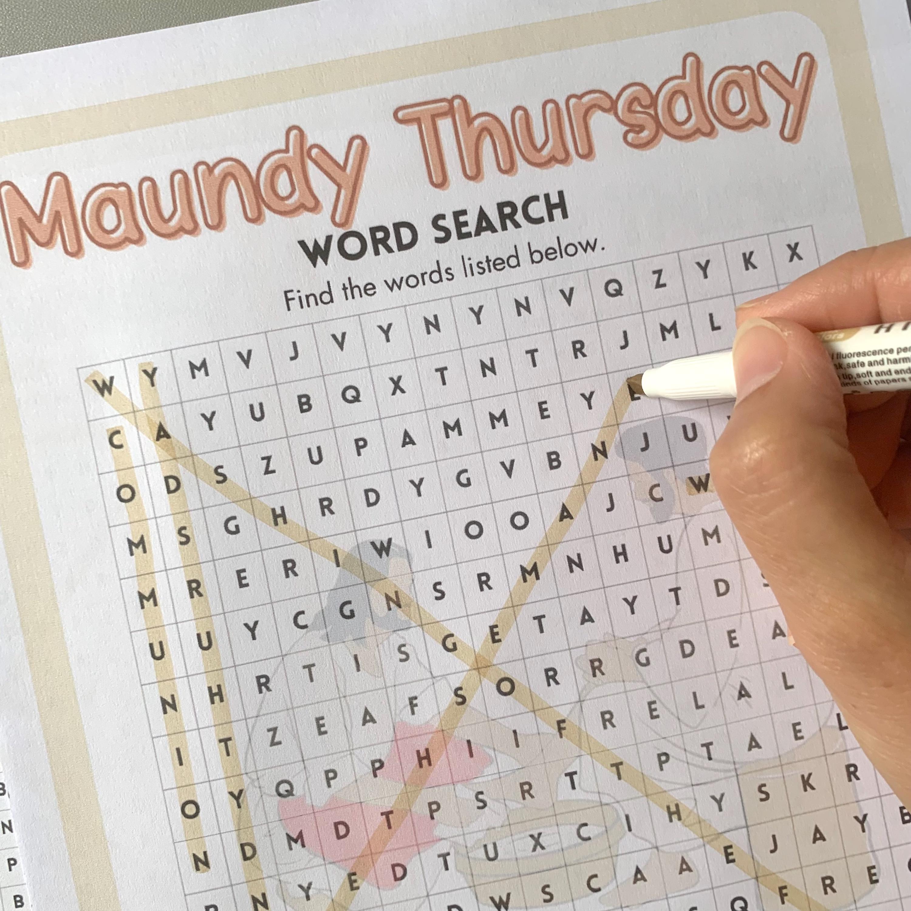 Thursday In Words Maundy Thursday - Holy Thursday Word Search Puzzles Holy Week Easter ...
