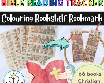 Digitaler Download 66 Bücher Ästhetik Bücherregal Bibel Lesen Tracker Färbung Lesezeichen Druckbare Bibelstudie Altes und Neues Testament Christian