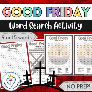 Good Friday Word Search Puzzles Crucifixion Holy Week Easter Activity Early Finishers Printable Worksheet No Prep Digital Download
