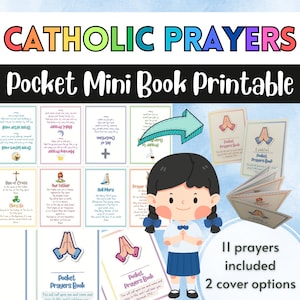 Download digitale Preghiere cattoliche Mini libro tascabile Attività Taglia e incolla Nessuna preparazione Attività stampabile Scheda di preghiera